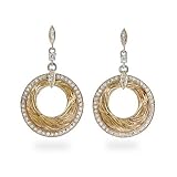 Eve's Addiction Designer Inspired Woven Gold Vermeil CZ Circle Earrings
