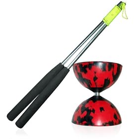 Mr Babache Medium Harlequin Diabolo Set Red/Black