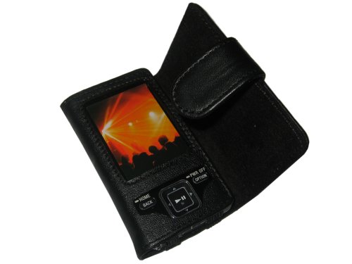 Childrens Toyshop  Electronics : Black Genuine Leather Case Cover for Sony Walkman Bluetooth NWZ-A826 NWZA826 NWZ-A828 NWZA828 NWZ-A829 NWZA829 NWZ-A828K NWZ-A826K NWZ-A829K + Free Screen Protector