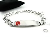 Steel, Medical ID Bracelet, Thick Curb Chain - Custom Engraving INCLD