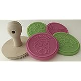 Cookie Stamp - Wooden Handle and 4 Silicone Interchangeable Cookie Stamper. Squirrel, Owl, Hedgehog, and chickey stamp. Each With Their Own Special Message. Design your own Cookies.