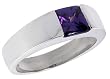 Sterling Silver 2.0 Carat Size Princess Cut Amethyst Colored CZ Men's Ring