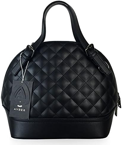 Avber Womens Fashion Pure Color Lattice Stiching Handbag Shoulder Bag Crossbody Bag Black