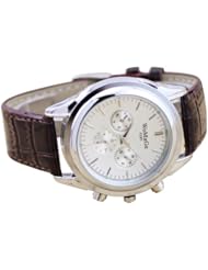 HACBIWA Lady Women Men Classic Graceful Design Leatheroid Brown Wrist Big Dial Watches