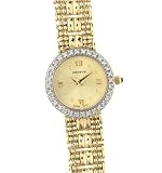 GENEVE Women's 14K Yellow Gold Watch with Genuine Diamond Bezel. Model: GE-101509B