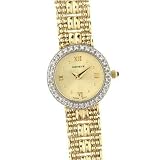 GENEVE Womens 14K Yellow Gold Watch with Genuine Diamond Bezel Model GE-101509B