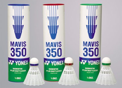 Badmintonball Mavis 350, rot /schnell, Nylon,