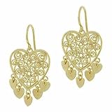 Vermeil (24k Gold over Sterling Silver) Sterling Silver Filigree Chandelier Heart Earrings