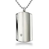 Stainless Steel Diamond Dog Tag (0.02ctw) GH/SI on 22 Bead Chain