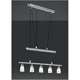 Trio-Leuchten 316410507 JoJo-Pendelleuchte inklusiv 5x G9, 28 W Eco, Nickel matt, galvanisierte Gl&auml;ser