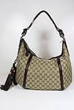 Gucci Handbags Beige GG Fabric and Brown Leather 240261