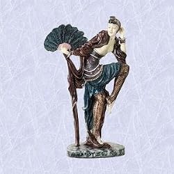 Exotic fan dancer statue lithe maiden sculpture new