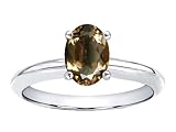 1.25 cts Genuine Smoky Quartz Solitaire Engagement Ring - 14kt White or Yellow Gold