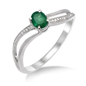 Miore - MA938RM - Bague Femme - Or blanc 375/1000 ( 9 carats) 1.34 Gr - Emeraude - T 52
