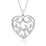 41l9xuA7WCL. SL160  18k White Gold Heart Diamond Pendant Necklace