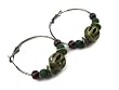Nigerian Brass Lantern Beads with Rosewood and Green Olive Wood Beads Hoop Earrings