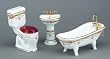Dollhouse Reutters Porcelain Rose Bathroom with Low Toilet