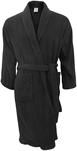 E Of W Adults Unisex Luxury Egyptian Cotton Bath Robe (One Size) (Black)