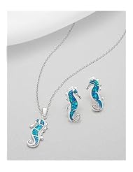 Seahorse Lab-Created Opal Earrings In 92.5 Sterling Silver
