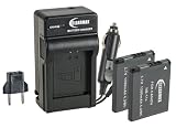 2 Replacement Batteries and Multi Voltage Battery Charger For Canon PowerShot ELPH 110 HS