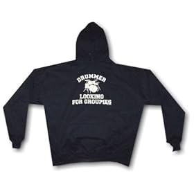 Drummer Looking For Groupies Distressed Logo Men's Hoodie Sweat Shirt Small thru 4XL