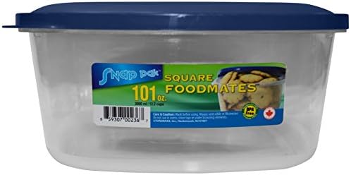 StoreMaxx Foodmates 236 Square Food Storage Container with Clear/Blue Lid (Pack of 6), 101 oz., Slate Blue/Opaque