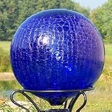 8 Inch Cobalt Blue Crackle Hand-blown Glass Gazing