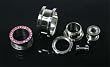 Stainless Steel Screw-on Plugs With Pink CZ 6G - Sold As A Pair