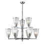 Landmark Halophane Chrome 9-Light Chandelier
