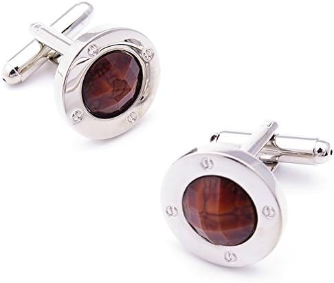 DaCang Jewelry Classic French Shirt Cufflinks for Mens the Brown Stone Design with Gift Velvet Bag