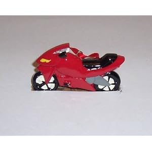 "ABC Products" - Bone China ~ Motorcycle Ornament or Home Decor Decoration - Hand Painted (Red Ribbon Holder).