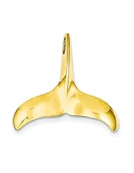 14K Gold Whale Tail Charm Polished Pendant Jewelry