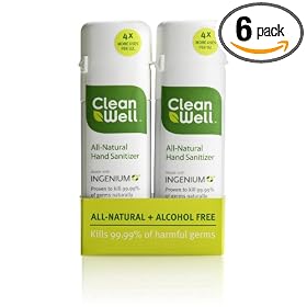 Cleanwell All-Natural Hand Sanitizer, Pocket Size, 1-Ounce Spray Bottles (Pack of 6)