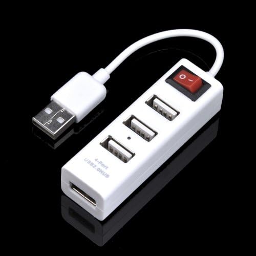 Paylow - 4-Port USB 2.0 Hub w/On & Off Switch White