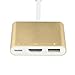 USB-C To HDMI Adapter,ProCIV Type-C 3in1 USB 3.1 USB-C to USB 3.0/4Kx2K HDMI/ Type C Female Charger Adapter for 2015 Macbook 12in,Google Chromebook Pixel and other Type C devices(Gold)
