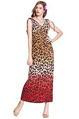 Leopard Print Polyester/Spandex Maxi Dress 