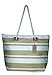 Large Zipper Top Stripe Straw Look Beach Bag Tote - 20