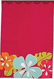 Hibiscus Garden Print Hot Pink Appliqued Dish Towel Split P