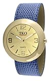 TKO ORLOGI Women's TK616-GBL Leather Slap Gold Blue Watch