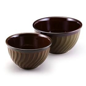 Paula Deen 2 Piece 2 and 3 Quart Stoneware Mixing Bowls, Green