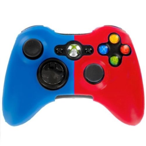 HDE 2 Pack of Neon Candy Color Protective Silicone Skin Covers for Xbox 360 Game Controllers (Blue/Red)