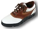 Bite Fogey Men's Golf Shoes with removable steel spikes, 1101a, Wh/Dk Brown, Chino