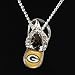 NFL Green Bay Packers Grace Flip Flop Pendant Necklace with Crystal Accent