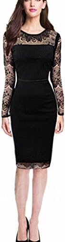 Viwenni® Women's Celebrity Elegant Contrast Sexy Knee Length Lace Bodycon Pencil Dress Black