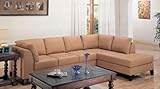 Sectional Sofa Couch Chaise Button Tufted Seat Buttermilk Leather