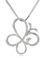 Sterling Silver Diamond Butterfly Pendant Necklace (1/10 cttw, I-J Color, I3 Clarity), 18"