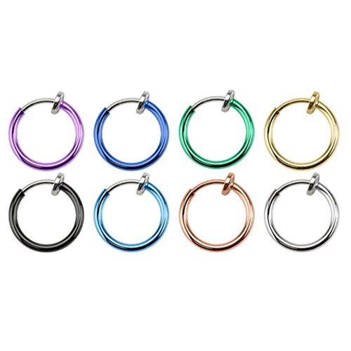 PiercedOff Spring Action Titanium Fake Nose Hoop - Various colors available