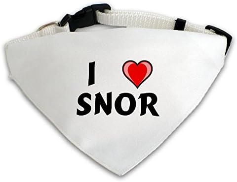 Personalized White Dog Scarf with I love Snor (first name/surname/nickname)