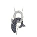 14K White Gold 0.04 ct. Diamond and 5/8 ct. Sapphire Dolphin Necklace -16''