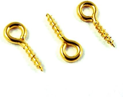 Small Gold Plated Eye Screw Eye Bail Finding 10mm 50-pack